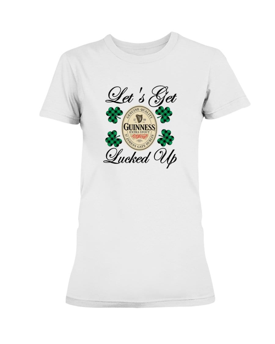 Shirts White / S Winey Bitches Co "Let's Get Lucked Up" Guinness Ladies Missy T-Shirt WineyBitchesCo