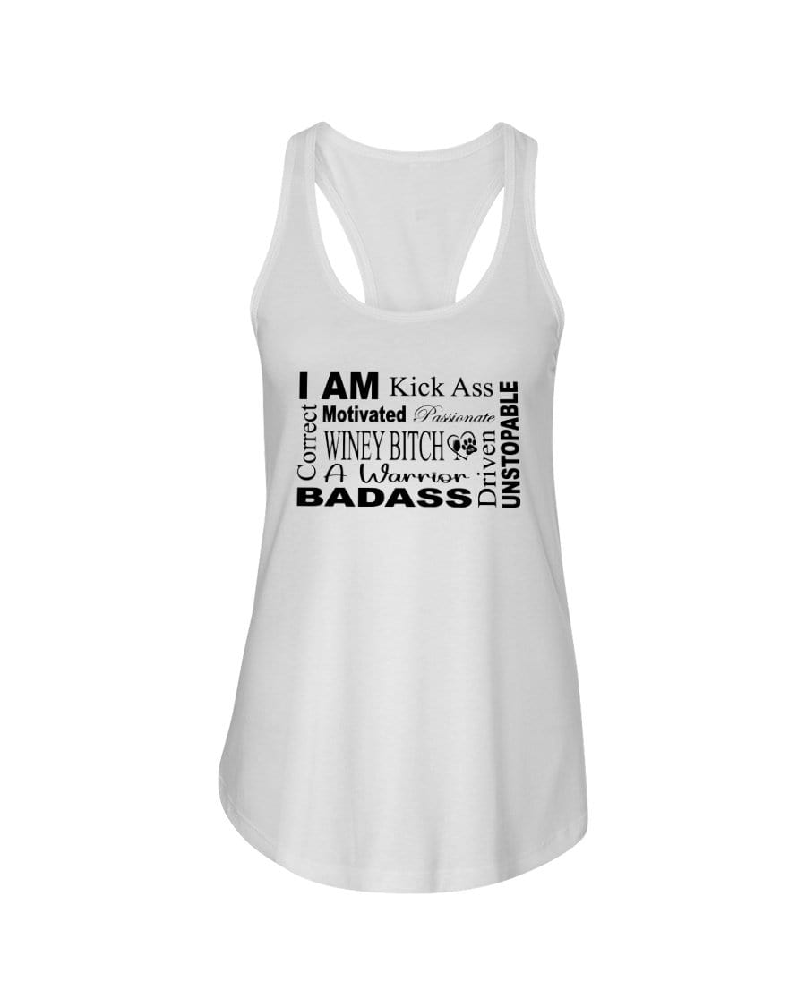Shirts White / XS Winey Bitches Co "I Am Motivated" Black Lettering-Ladies Racerback Tank WineyBitchesCo