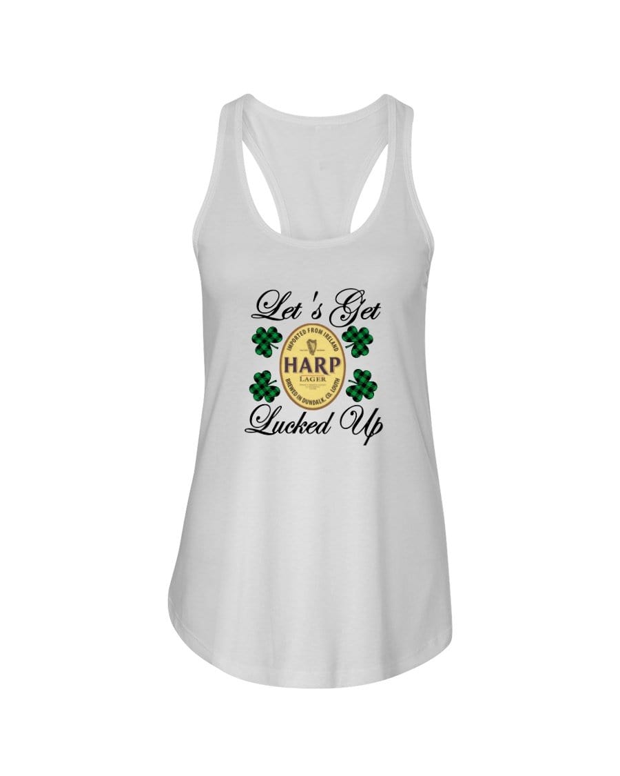 Shirts White / XS Winey Bitches Co "Let's Get Lucked Up" Harp Ladies Racerback Tank Top* WineyBitchesCo