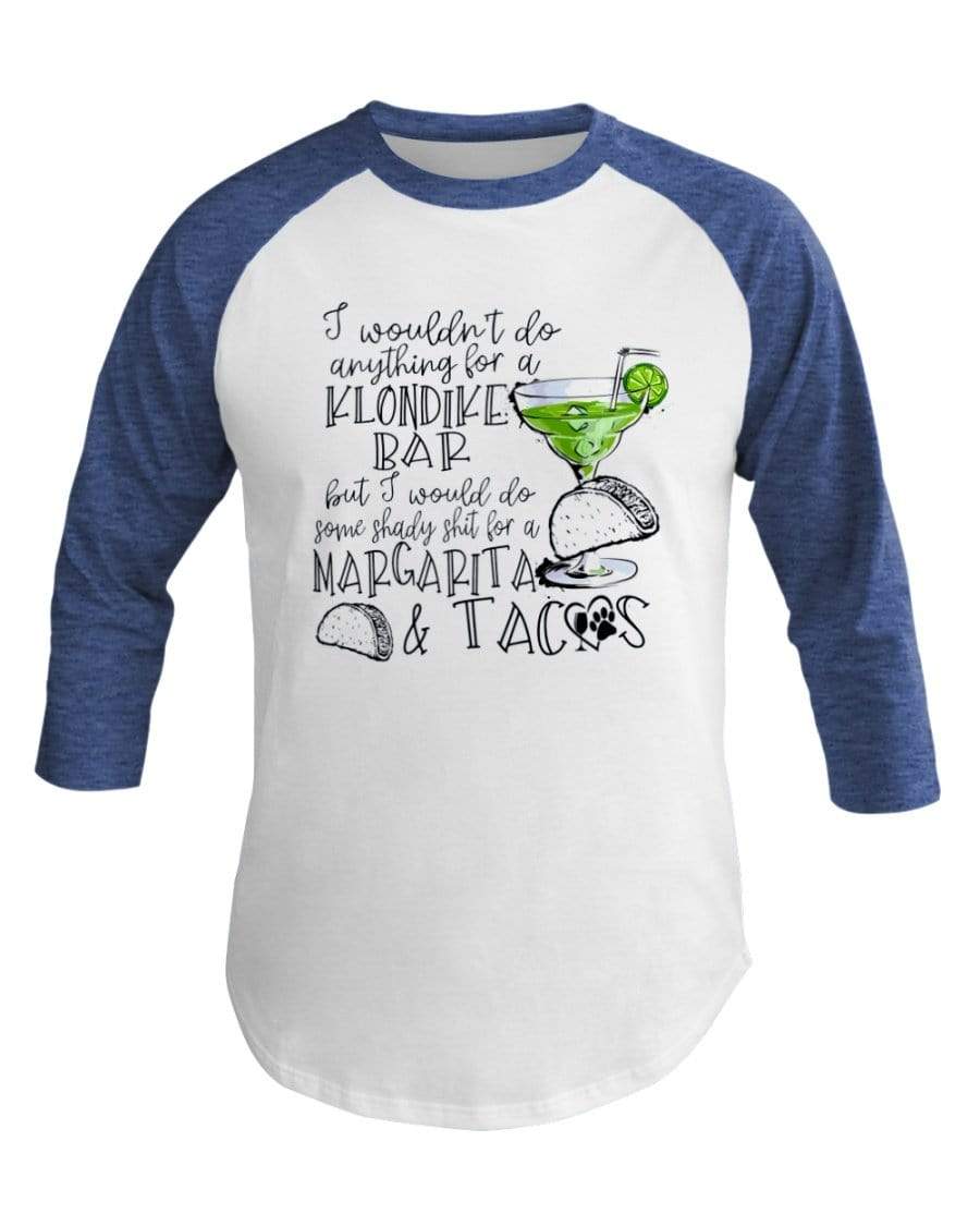 Shirts Wht/Hth Lke Blu / XS Winey Bitches Co Margaritas and Tacos 3/4 Sleeve Raglan Shirt WineyBitchesCo