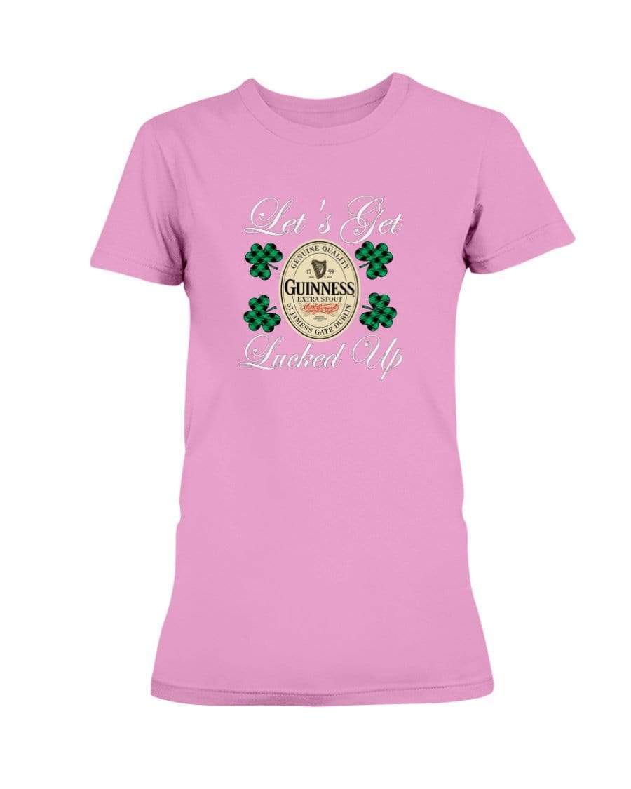 Shirts Winey Bitches Co "Let's Get Lucked Up" Guinness Wht Lettering Ladies Missy T-Shirt WineyBitchesCo