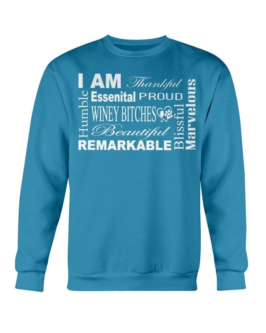 Sweatshirts Antique Sapphire / S Winey Bitches Co "I Am Essential" White Letters-Sweatshirt - Crew WineyBitchesCo