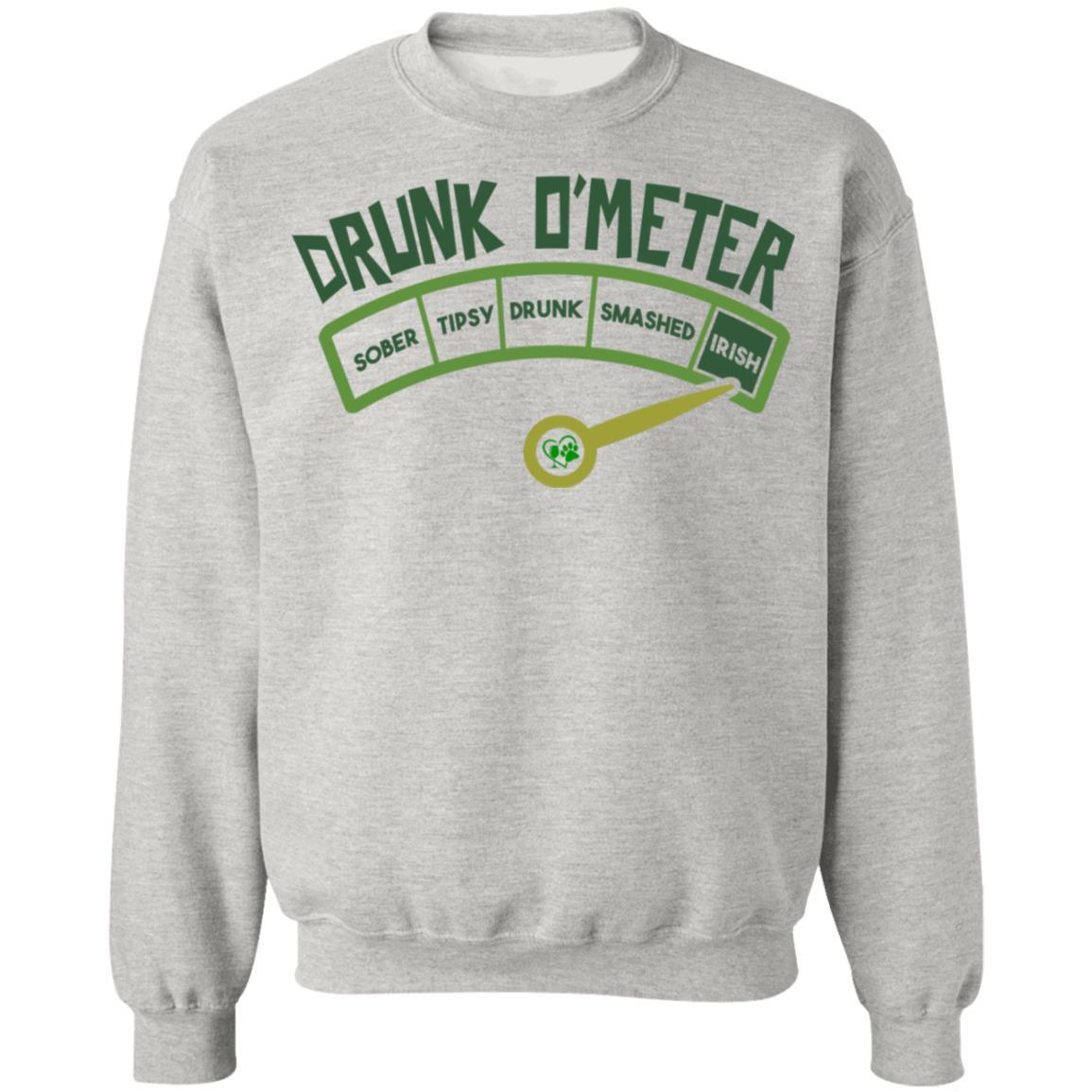 Sweatshirts Ash / S Winey Bitches Co "Irish Drunk O'Meter Crewneck Pullover Sweatshirt 8 oz. WineyBitchesCo