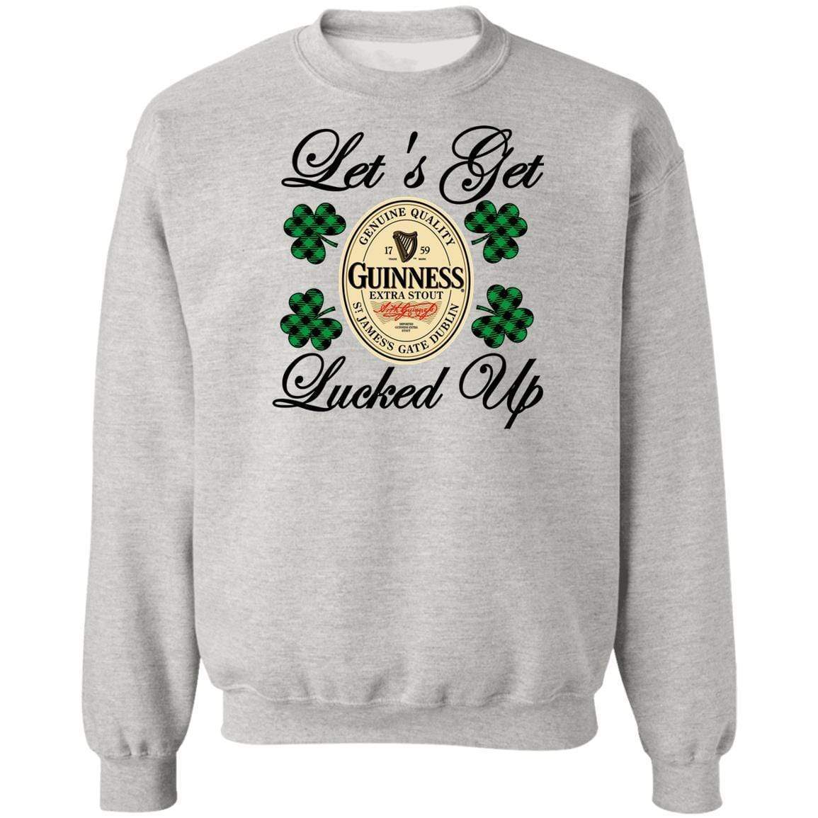 Sweatshirts Ash / S Winey Bitches Co "Let's Get Lucked Up" Guinness Crewneck Pullover Sweatshirt 8 oz. WineyBitchesCo