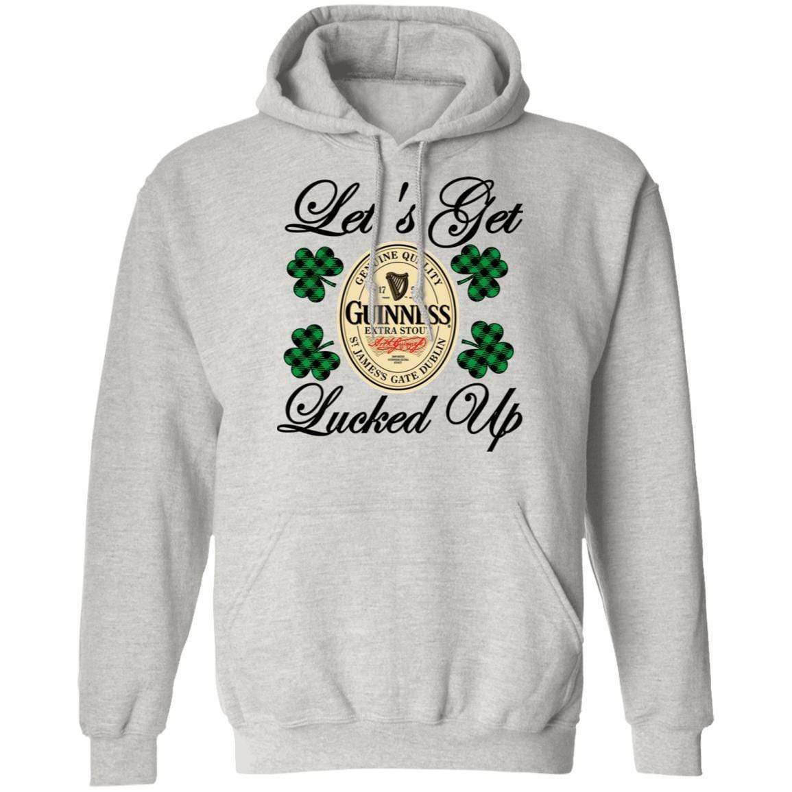 Sweatshirts Ash / S Winey Bitches Co "Let's Get Lucked Up" Guinness Pullover Hoodie 8 oz. WineyBitchesCo