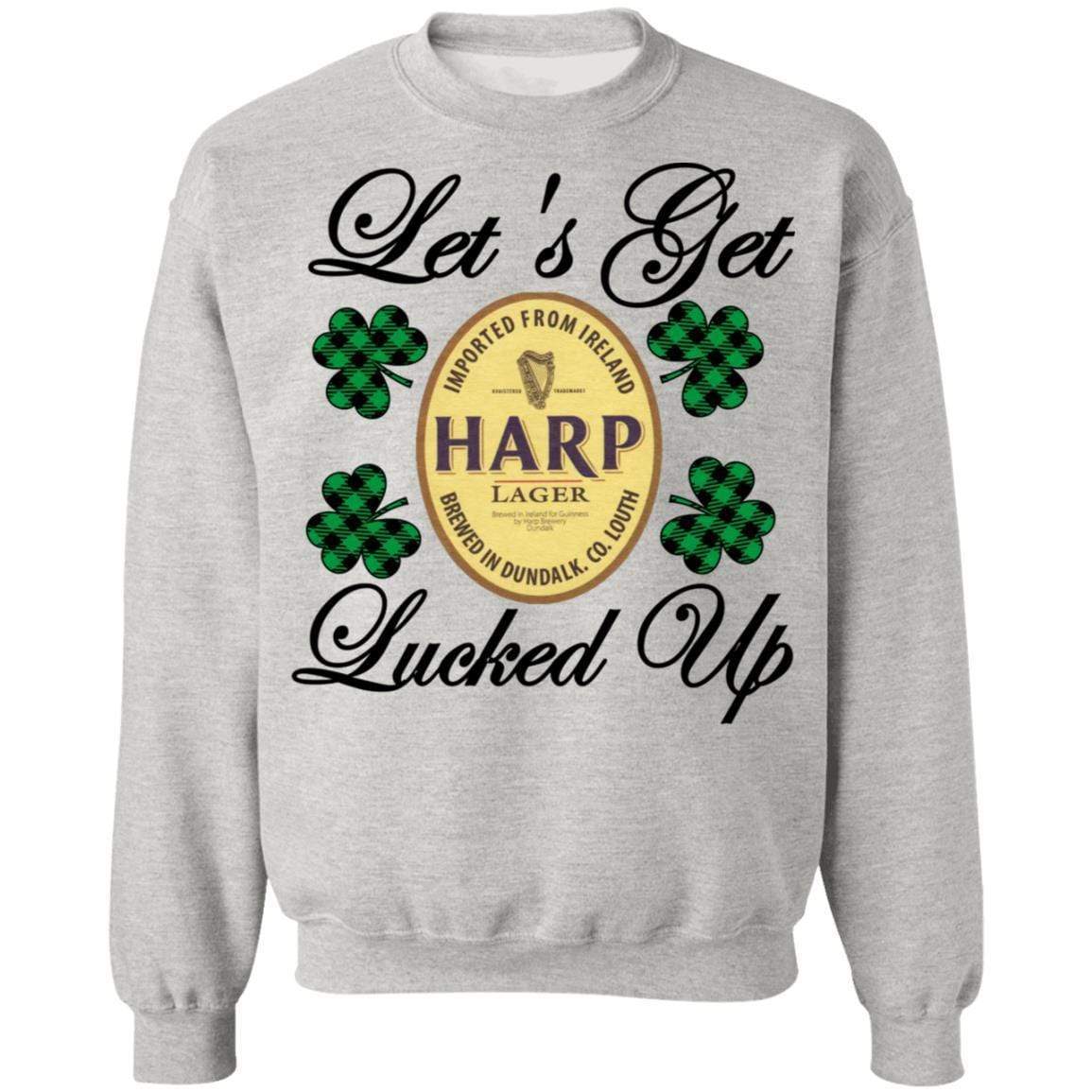 Sweatshirts Ash / S Winey Bitches Co "Let's Get Lucked Up" Harp Crewneck Pullover Sweatshirt 8 oz. WineyBitchesCo