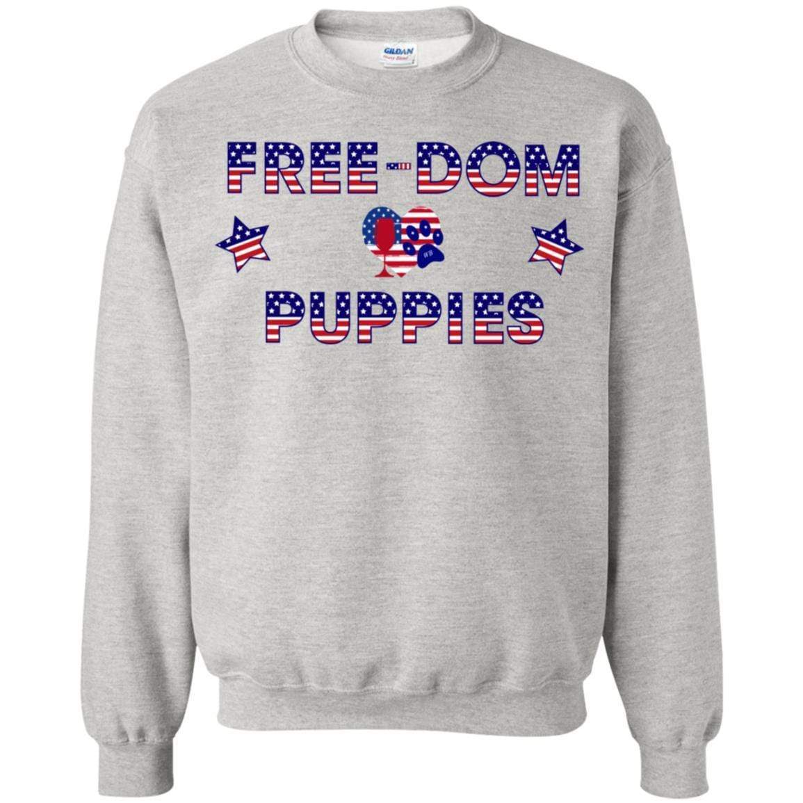 Sweatshirts Ash / S WineyBitches.Co Free-Dom Puppies Crewneck Pullover Sweatshirt 8 oz. WineyBitchesCo