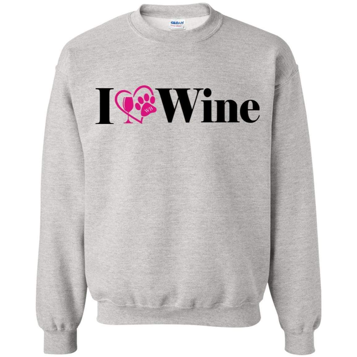 Sweatshirts Ash / S WineyBitches.Co "I Love Wine" Gildan Crewneck Pullover Sweatshirt 8 oz. WineyBitchesCo