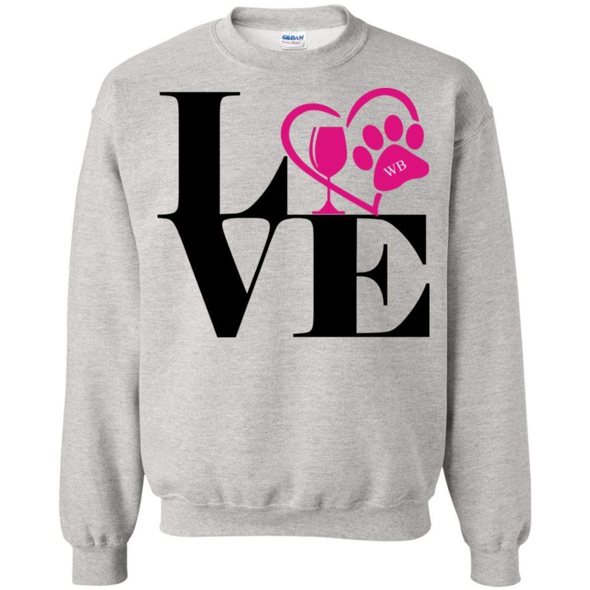 Sweatshirts Ash / S WineyBitches.Co "Love Paw 2" Crewneck Pullover Sweatshirt 8 oz. WineyBitchesCo