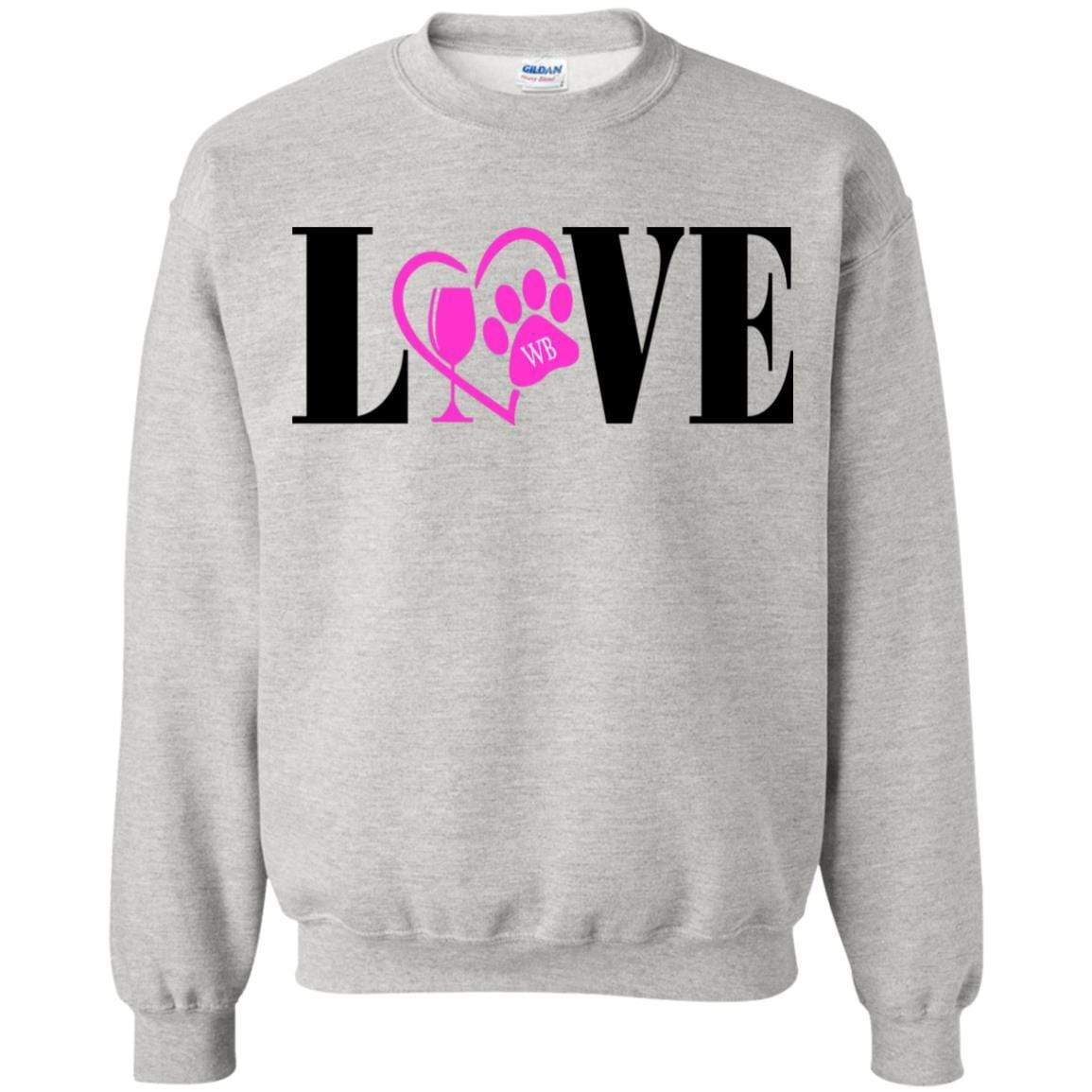 Sweatshirts Ash / S WineyBitches.co "Love Paw" Crewneck Pullover Sweatshirt 8 oz. WineyBitchesCo