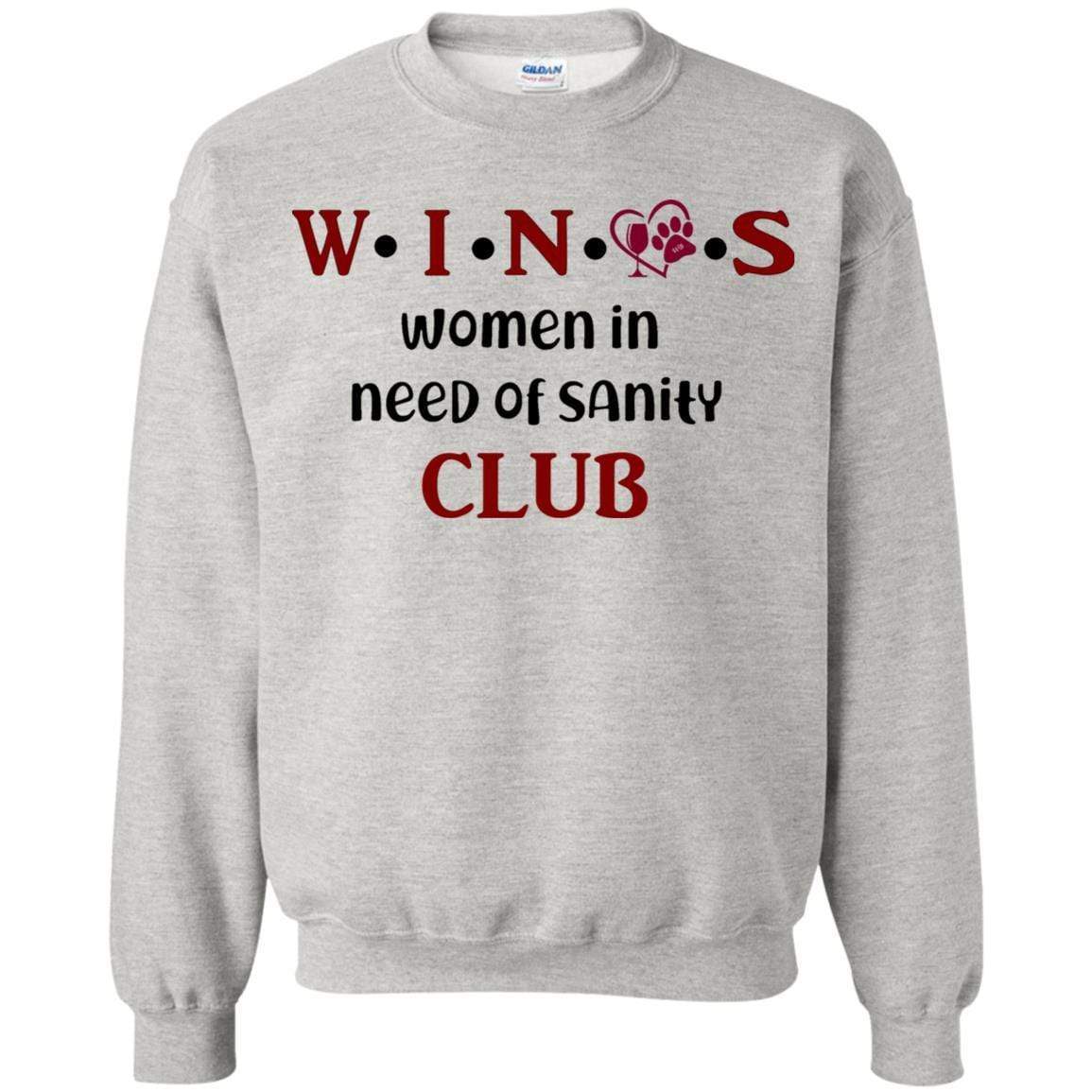 Sweatshirts Ash / S WineyBitches.Co WINOS Club Crewneck Pullover Sweatshirt 8 oz. (Burg Lettering) WineyBitchesCo