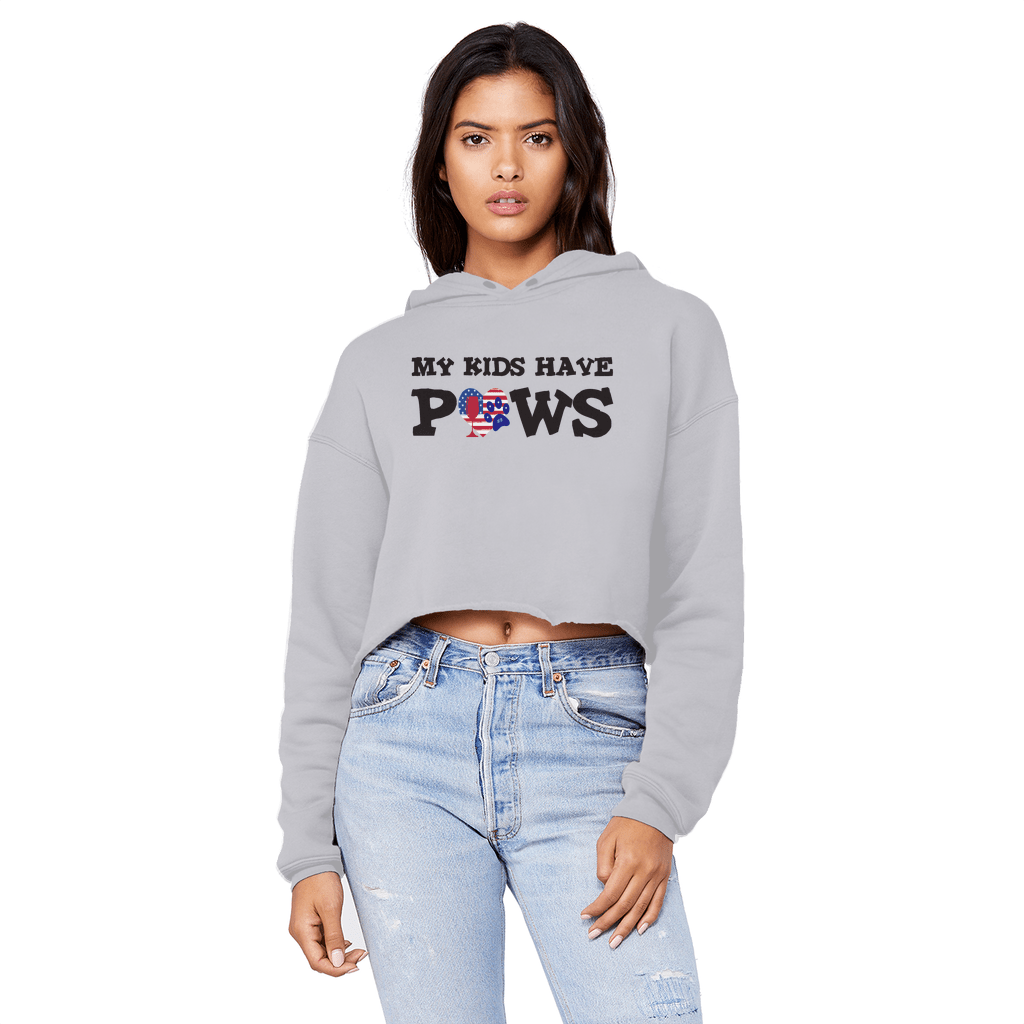 Sweatshirts Ash / XS WineyBitches.Co My Kids Have Paws Unisex Cropped Raw Edge Boyfriend Hoodie WineyBitchesCo