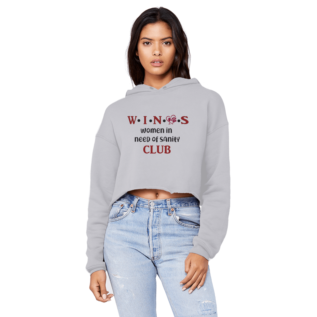 Sweatshirts Ash / XS WineyBitches.Co Winos Club Unisex Cropped Raw Edge Boyfriend Hoodie WineyBitchesCo