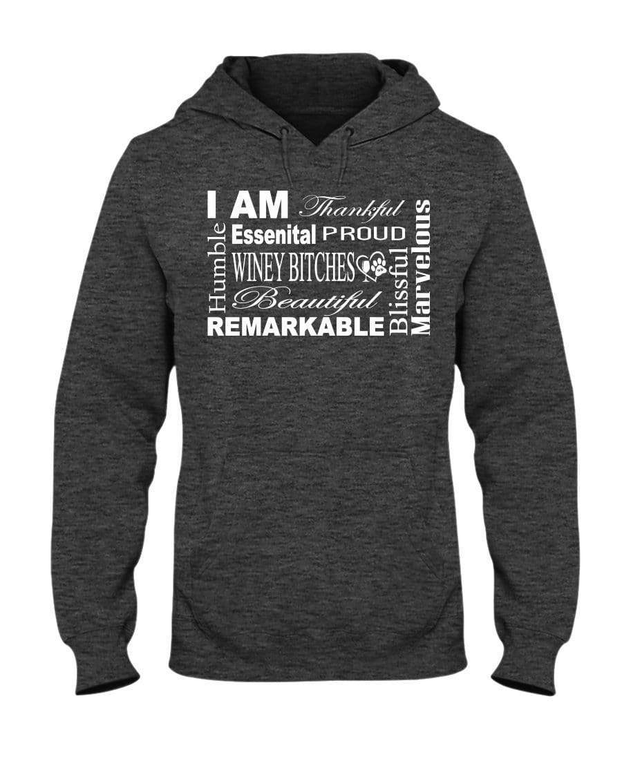 Sweatshirts Black Heather / S Winey Bitches Co "I Am Essential" White Letters- 50/50 Hoodie WineyBitchesCo