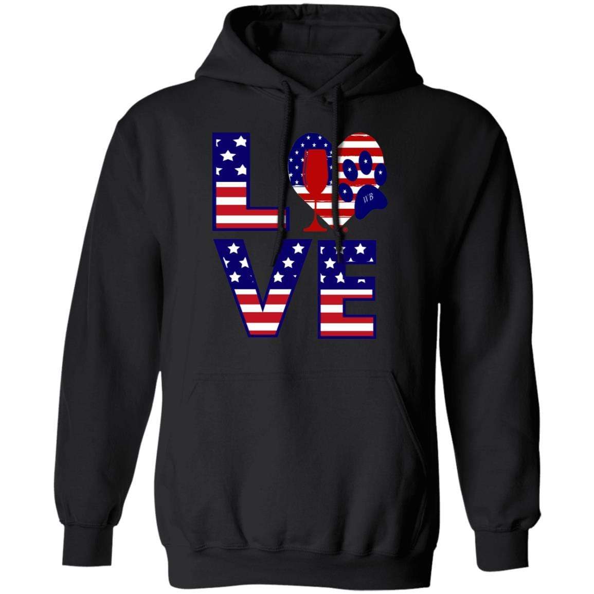Sweatshirts Black / S Winey Bitches Co "American Love Paw" Pullover Hoodie 8 oz. WineyBitchesCo