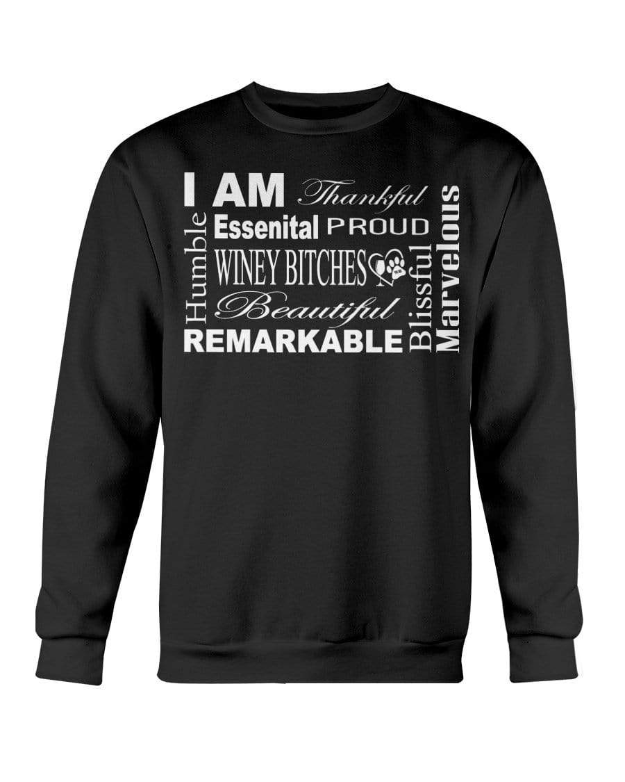 Sweatshirts Black / S Winey Bitches Co "I Am Essential" White Letters-Sweatshirt - Crew WineyBitchesCo