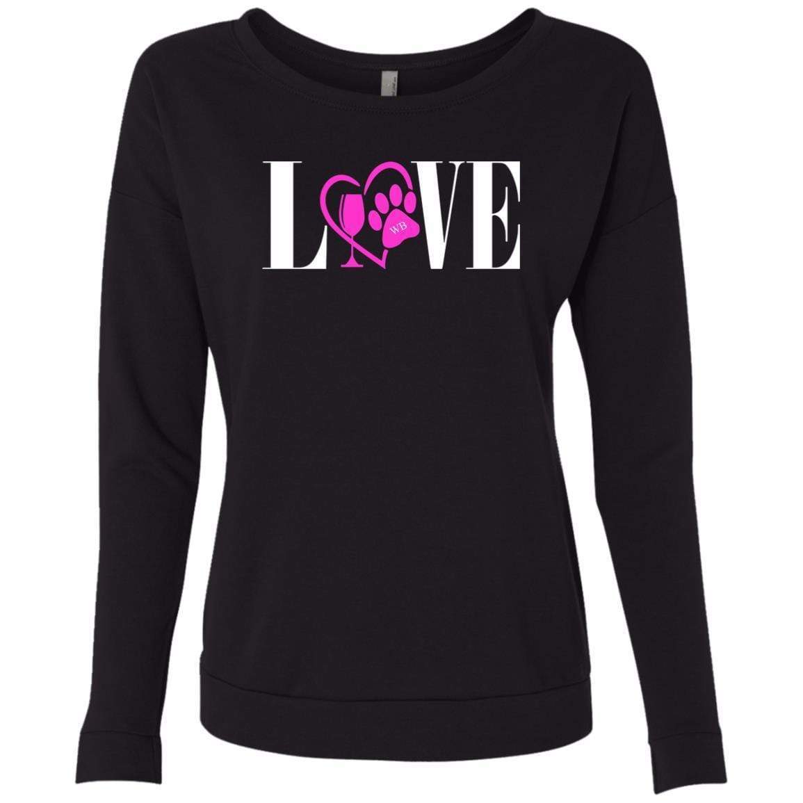 Sweatshirts Black / S WineyBitches.co "Love Paw" Collection -Wht Lettering Ladies' French Terry Scoop WineyBitchesCo