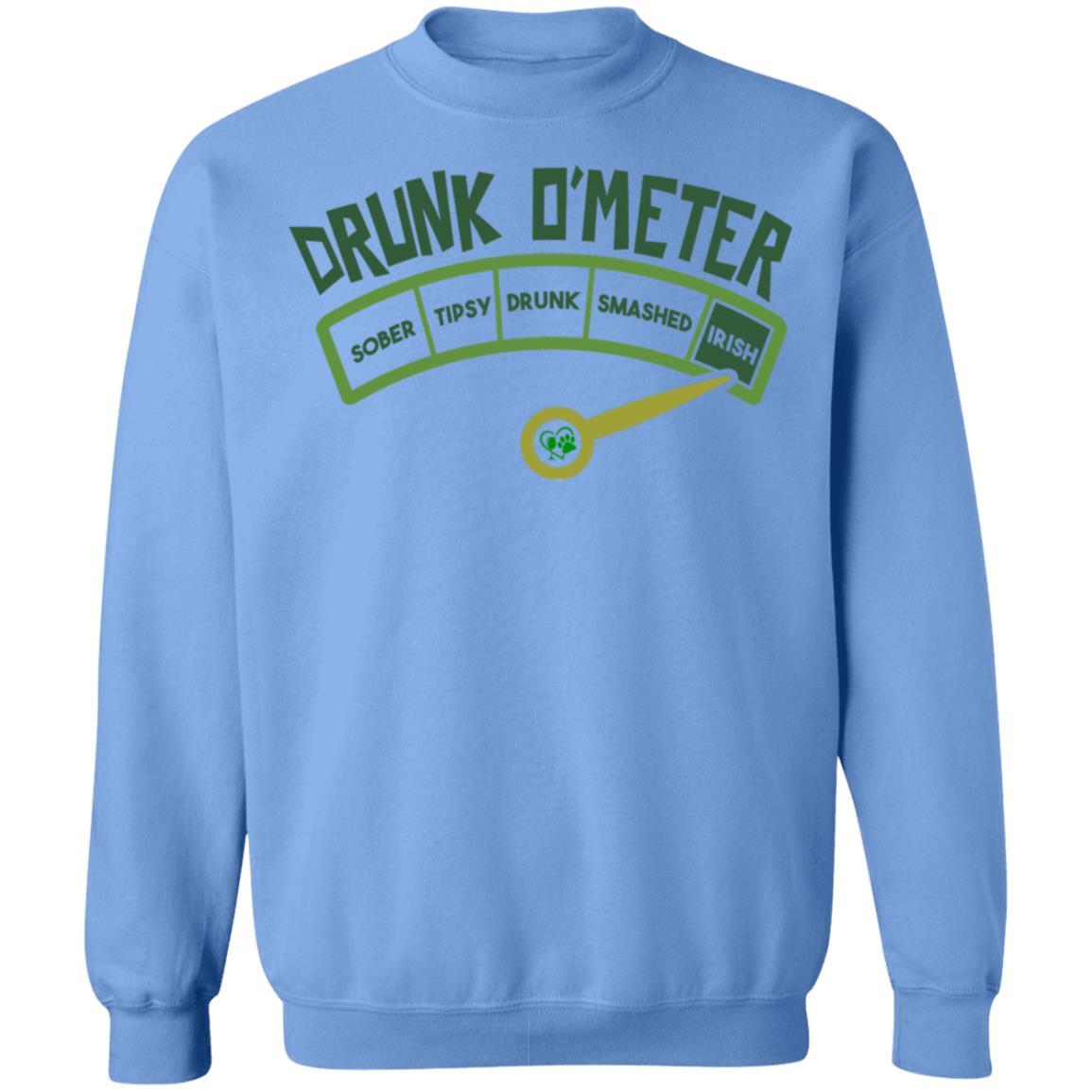 Sweatshirts Carolina Blue / S Winey Bitches Co "Irish Drunk O'Meter Crewneck Pullover Sweatshirt 8 oz. WineyBitchesCo