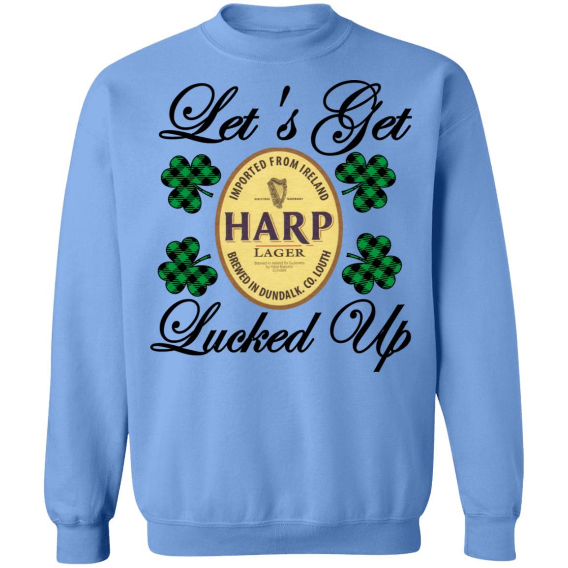 Sweatshirts Carolina Blue / S Winey Bitches Co "Let's Get Lucked Up" Harp Crewneck Pullover Sweatshirt 8 oz. WineyBitchesCo