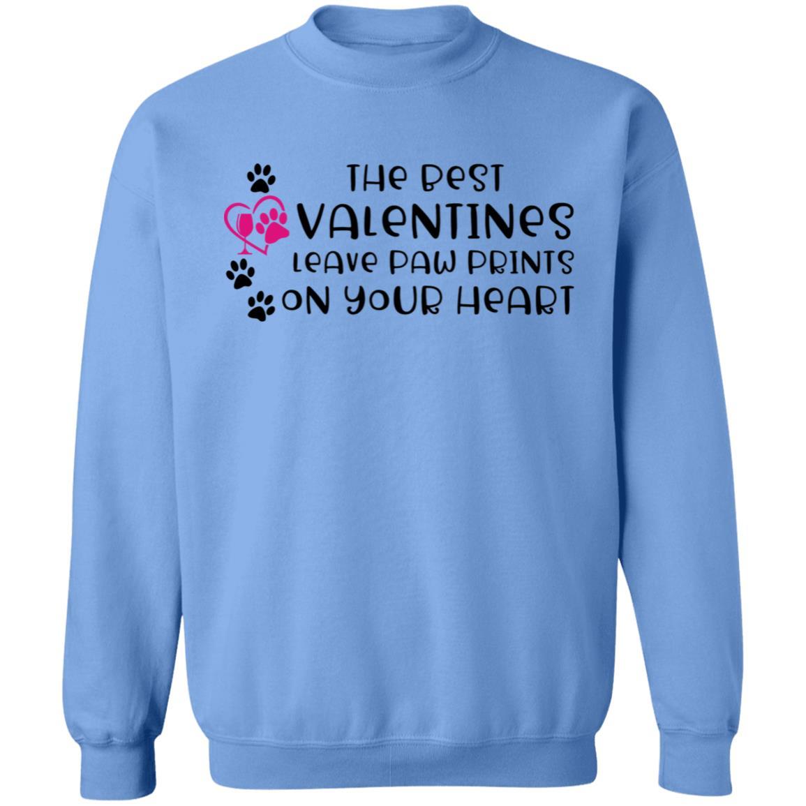 Sweatshirts Carolina Blue / S Winey Bitches Co "The Best Valentines Leave Paw Prints On Your Heart" Crewneck Pullover Sweatshirt 8 oz. WineyBitchesCo