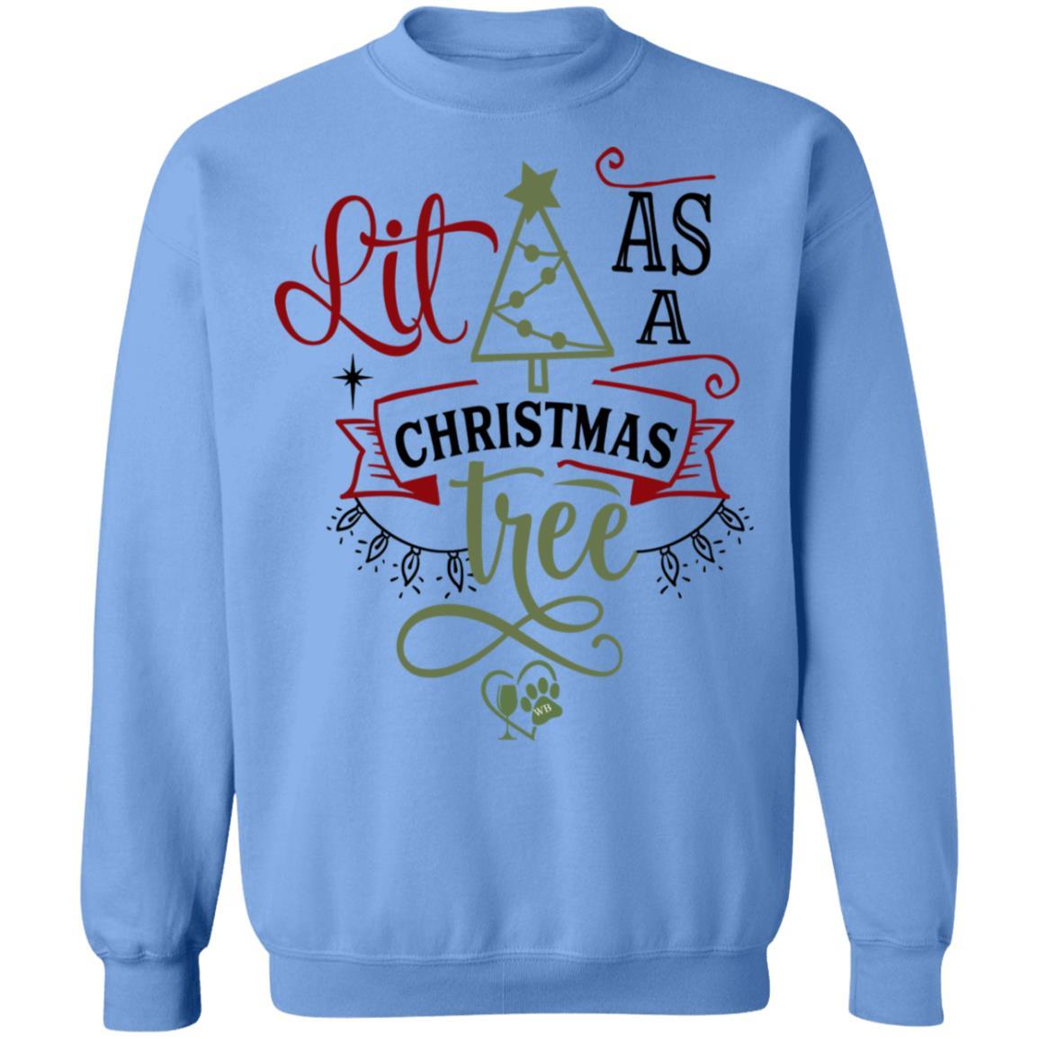 Sweatshirts Carolina Blue / S WineyBitches.Co " Lit As A Christmas Tree" Crewneck Pullover Sweatshirt 8 oz. WineyBitchesCo