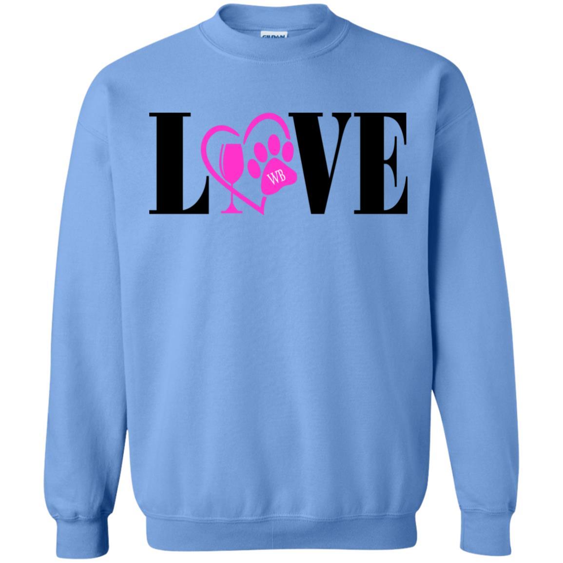 Sweatshirts Carolina Blue / S WineyBitches.co "Love Paw" Crewneck Pullover Sweatshirt 8 oz. WineyBitchesCo