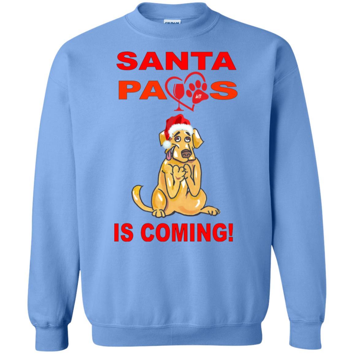 Sweatshirts Carolina Blue / S WineyBitches.co "Santa Paws Is Coming" Crewneck Pullover Sweatshirt 8 oz. WineyBitchesCo
