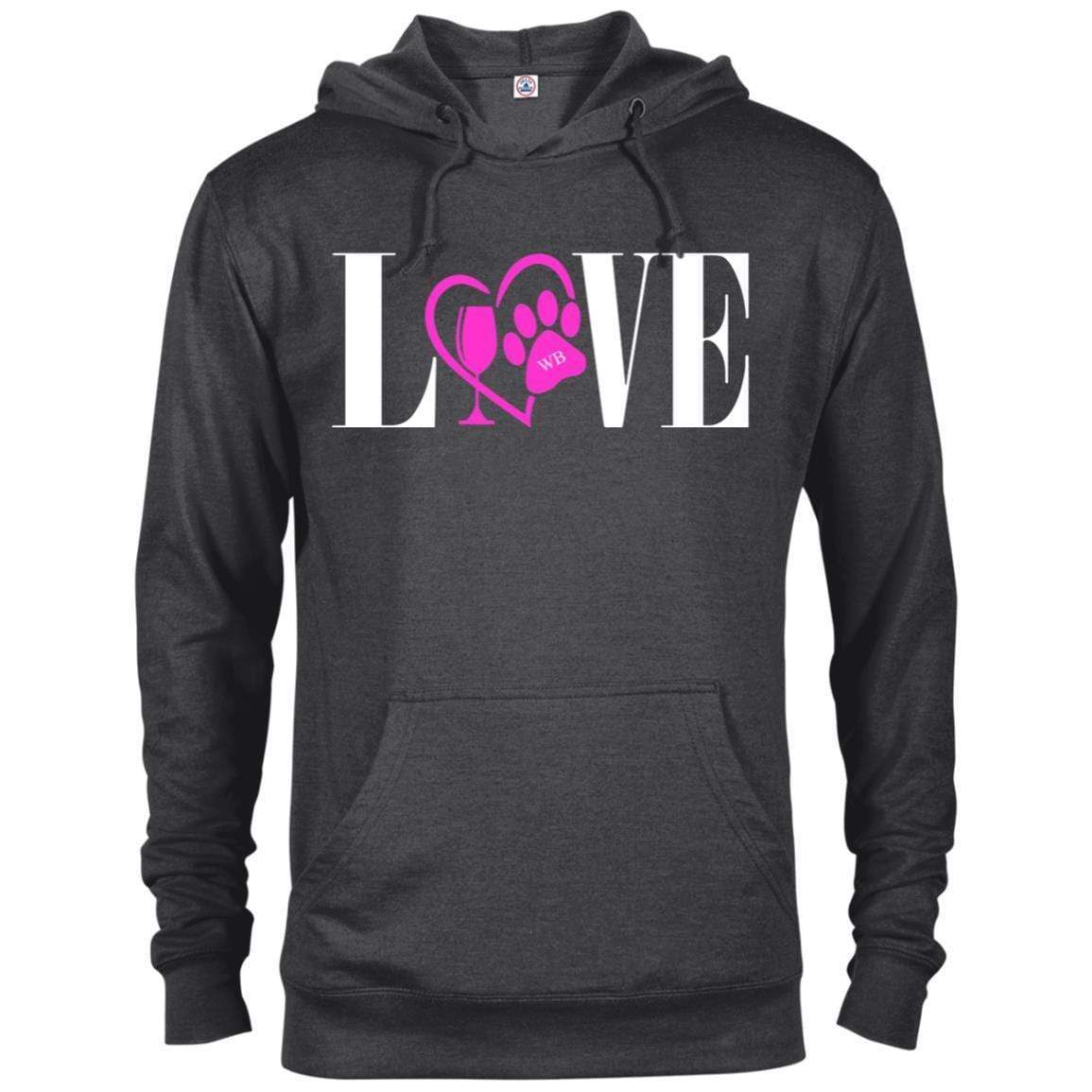 Sweatshirts Charcoal Heather / X-Small WineyBitches.co "Love Paw" Collection -Wht Lettering Delta French Terry Hoodie WineyBitchesCo