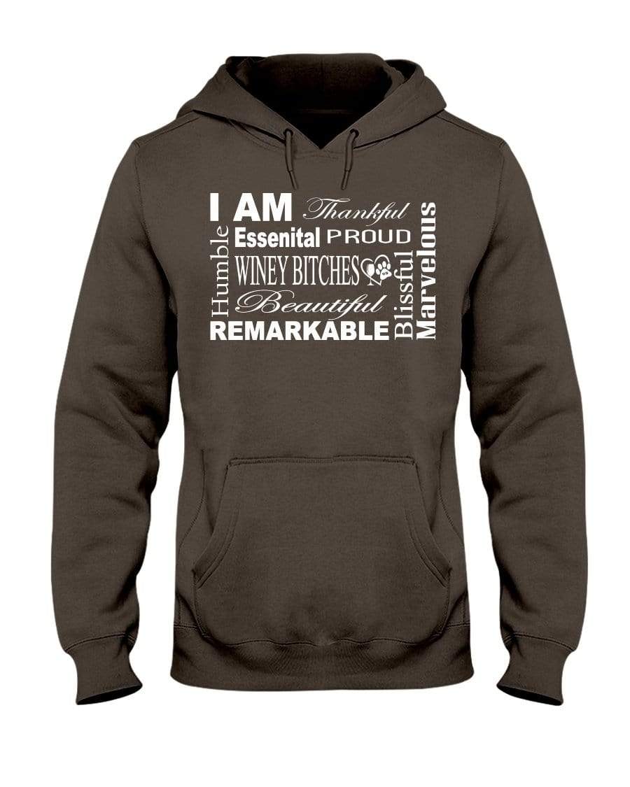 Sweatshirts Classic Brown / S Winey Bitches Co "I Am Essential" White Letters- 50/50 Hoodie WineyBitchesCo