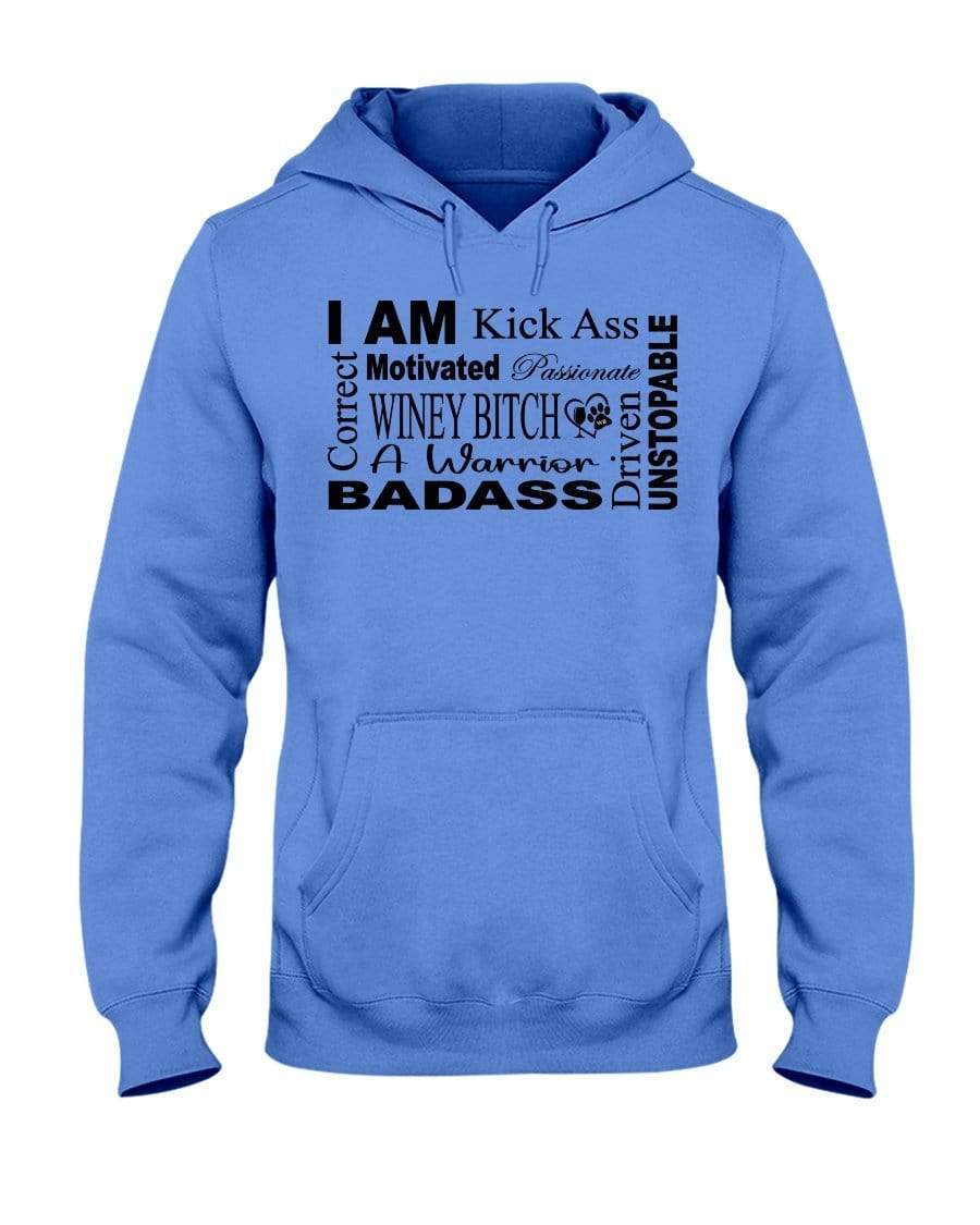 Sweatshirts Columbia Blue / S Winey Bitches Co "I Am Motivated" Black Lettering-50/50 Hoodie WineyBitchesCo