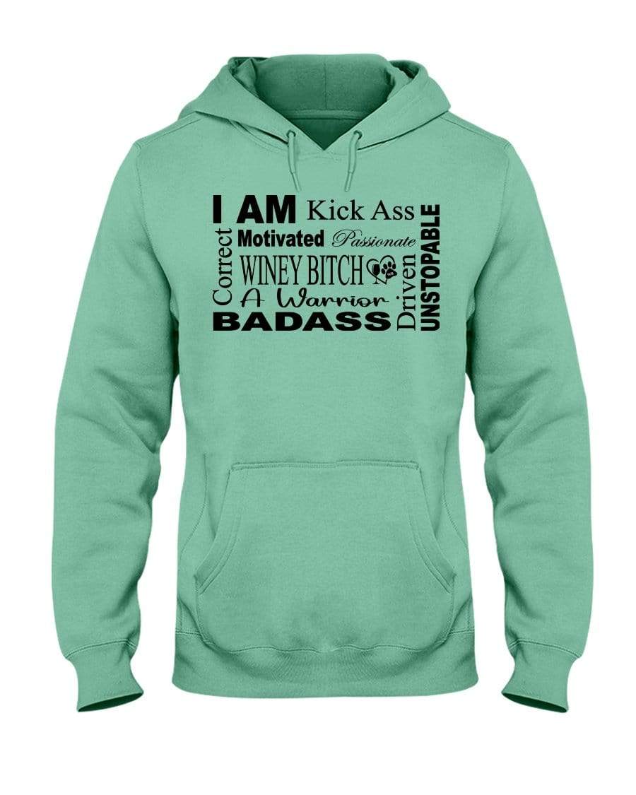 Sweatshirts Cool Mint / S Winey Bitches Co "I Am Motivated" Black Lettering-50/50 Hoodie WineyBitchesCo