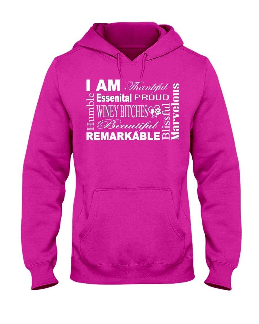 Sweatshirts Cyber Pink / S Winey Bitches Co "I Am Essential" White Letters- 50/50 Hoodie WineyBitchesCo