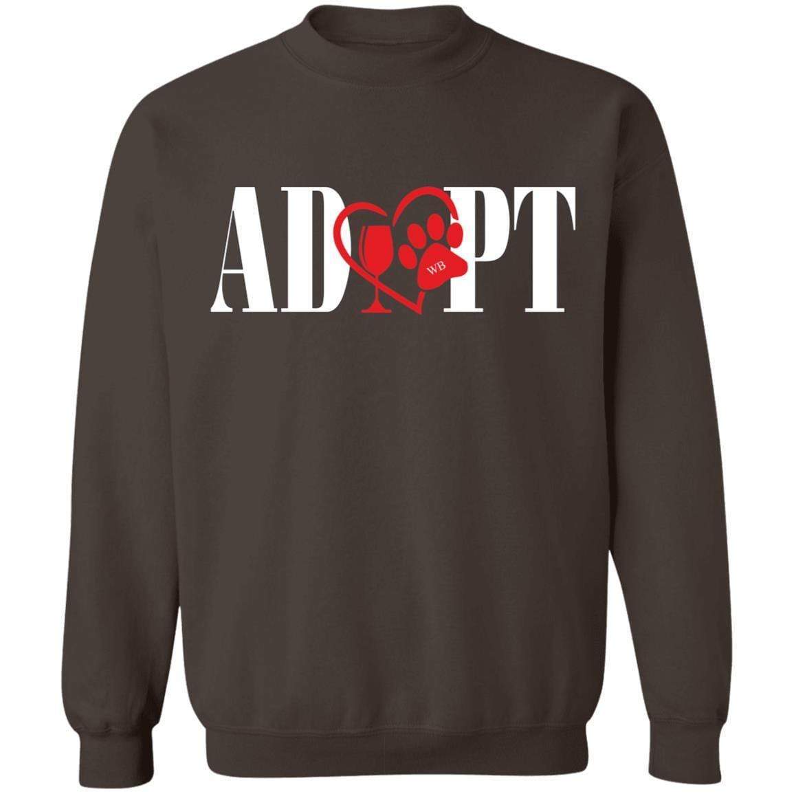 Sweatshirts Dark Chocolate / S WineyBitches.Co “Adopt” Crewneck Pullover Sweatshirt 8 oz.-Red Heart-Wht Lettering WineyBitchesCo