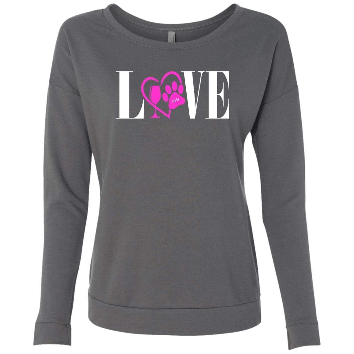 Sweatshirts Dark Grey / S WineyBitches.co "Love Paw" Collection -Wht Lettering Ladies' French Terry Scoop WineyBitchesCo