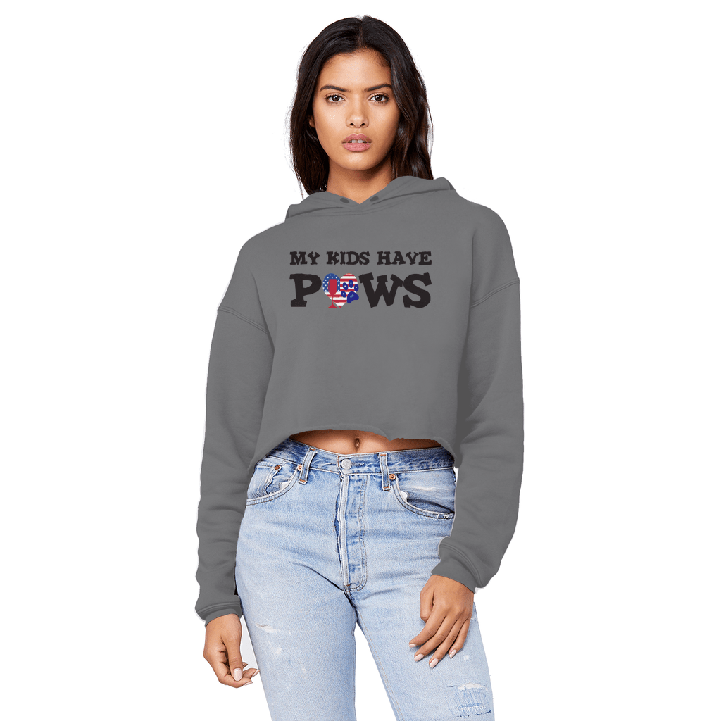 Sweatshirts Dark Grey / XS WineyBitches.Co My Kids Have Paws Unisex Cropped Raw Edge Boyfriend Hoodie WineyBitchesCo