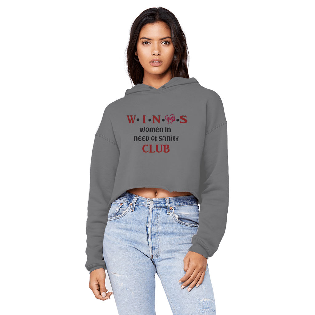 Sweatshirts Dark Grey / XS WineyBitches.Co Winos Club Unisex Cropped Raw Edge Boyfriend Hoodie WineyBitchesCo