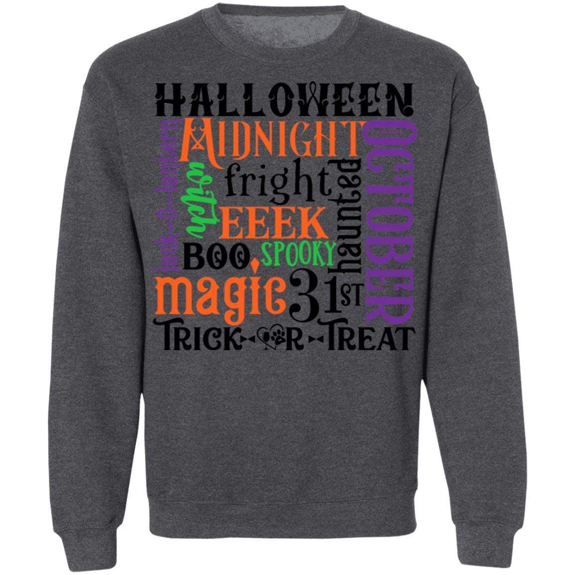 Sweatshirts Dark Heather / S Winey Bitches Co "Halloween Word Jumble" Crewneck Pullover Sweatshirt 8 oz. WineyBitchesCo