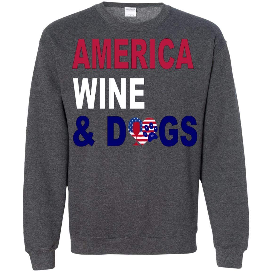 Sweatshirts Dark Heather / S WineyBitches.Co America Wine & Dogs Crewneck Pullover Sweatshirt 8 oz. WineyBitchesCo