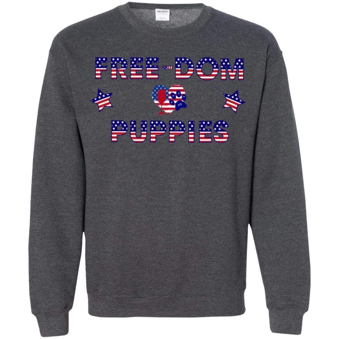 Sweatshirts Dark Heather / S WineyBitches.Co Free-Dom Puppies Crewneck Pullover Sweatshirt 8 oz. WineyBitchesCo
