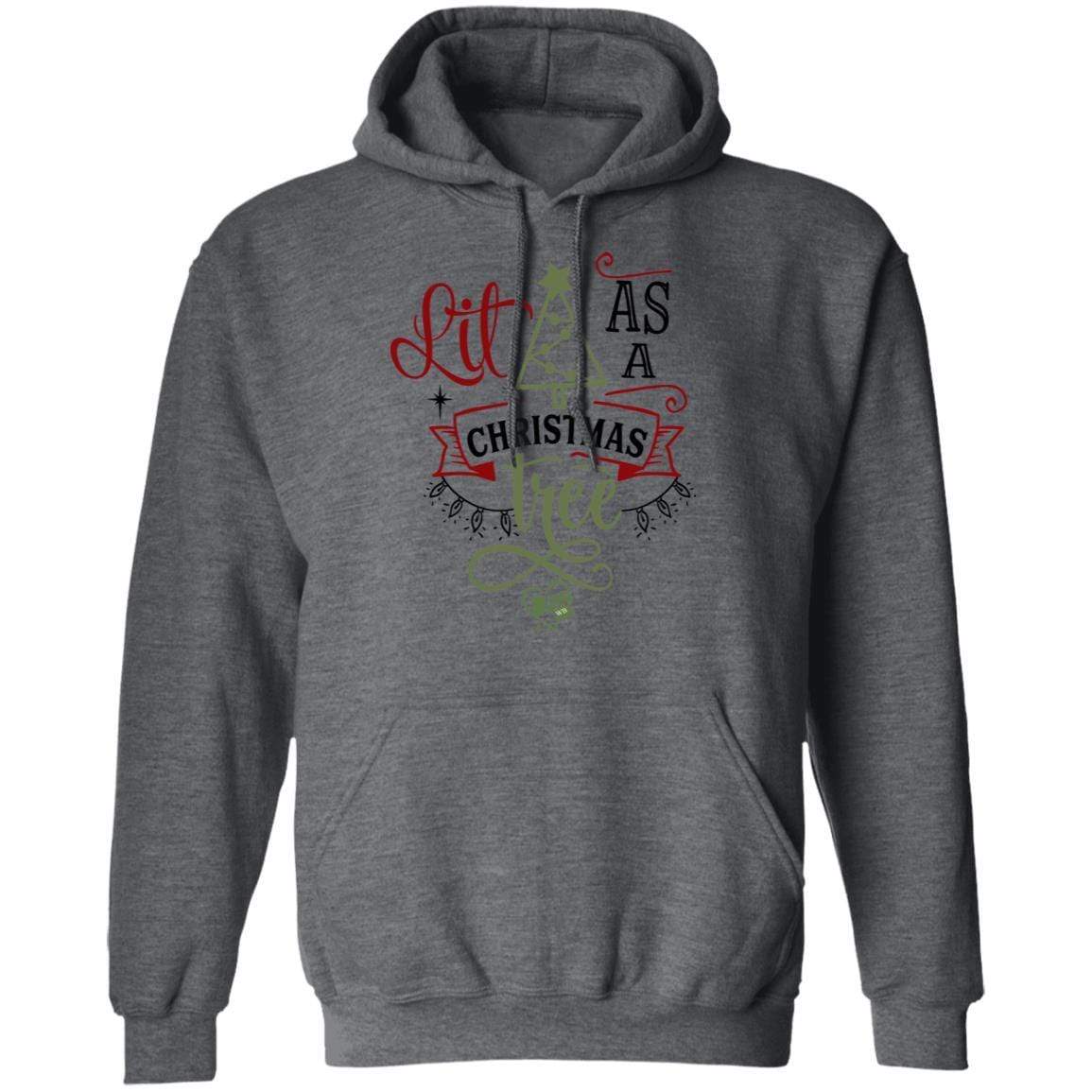 Sweatshirts Dark Heather / S WineyBitches.Co "Lit As A Christmas Tree" Pullover Hoodie 8 oz. WineyBitchesCo