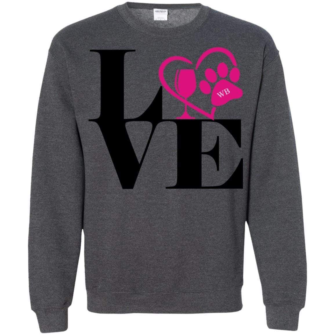Sweatshirts Dark Heather / S WineyBitches.Co "Love Paw 2" Crewneck Pullover Sweatshirt 8 oz. WineyBitchesCo