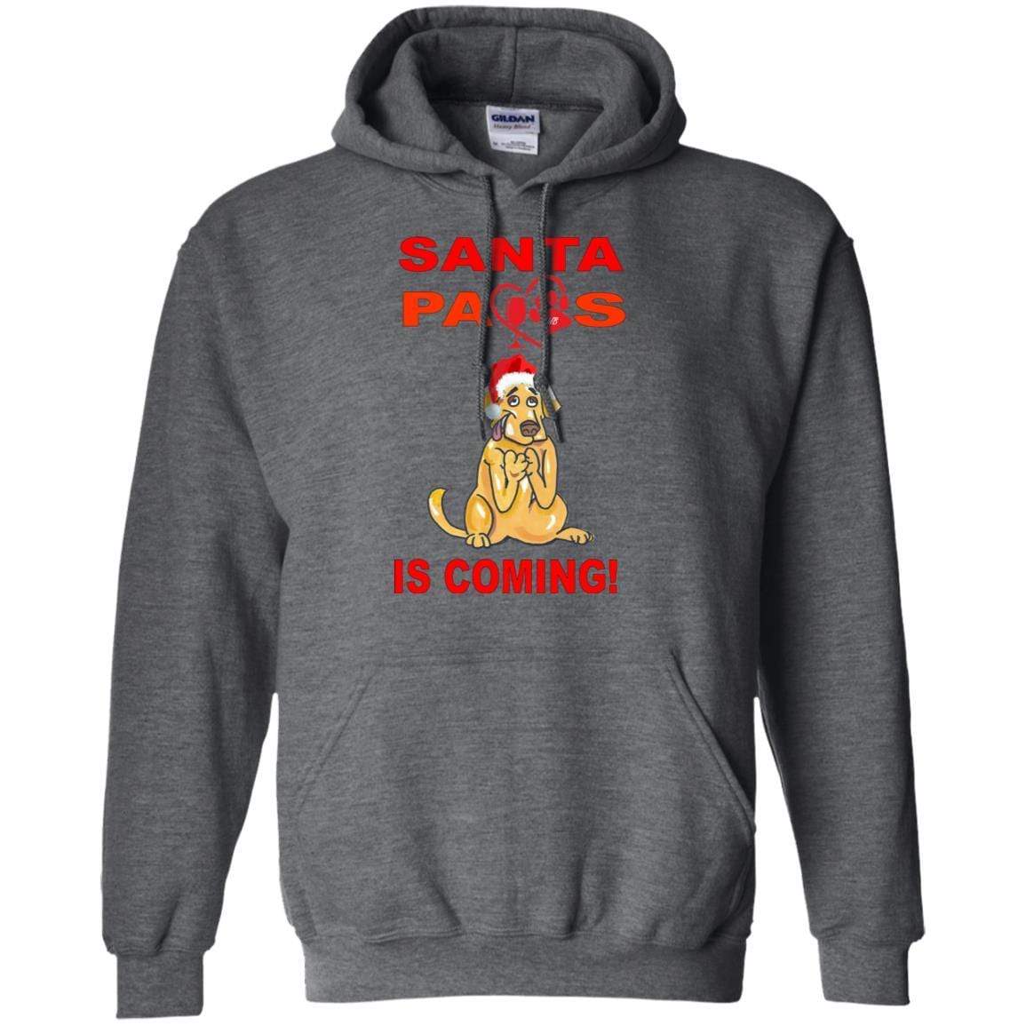 Sweatshirts Dark Heather / S WineyBitches.co "Santa Paws Is Coming " Pullover Hoodie 8 oz. WineyBitchesCo