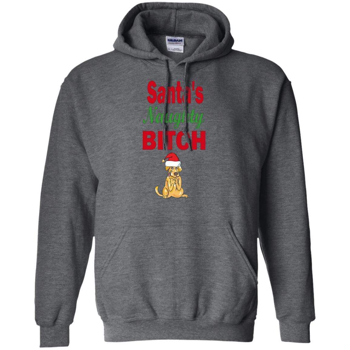 Sweatshirts Dark Heather / S WineyBitches.co Santa's Naughty Bitch-Jazzy Pullover Hoodie WineyBitchesCo