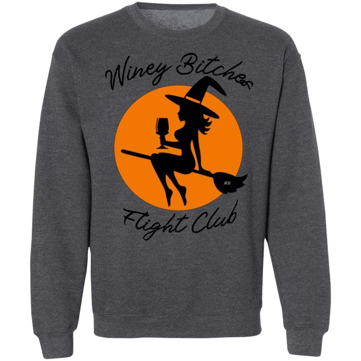 Sweatshirts Dark Heather / S WineyBitches.Co "Winey Bitches Flight Club"Crewneck Pullover Sweatshirt 8 oz. WineyBitchesCo
