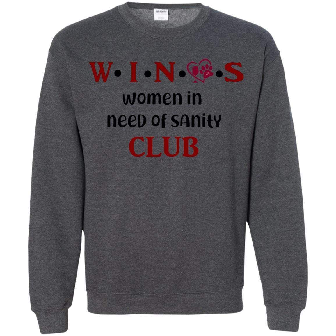 Sweatshirts Dark Heather / S WineyBitches.Co WINOS Club Crewneck Pullover Sweatshirt 8 oz. (Burg Lettering) WineyBitchesCo