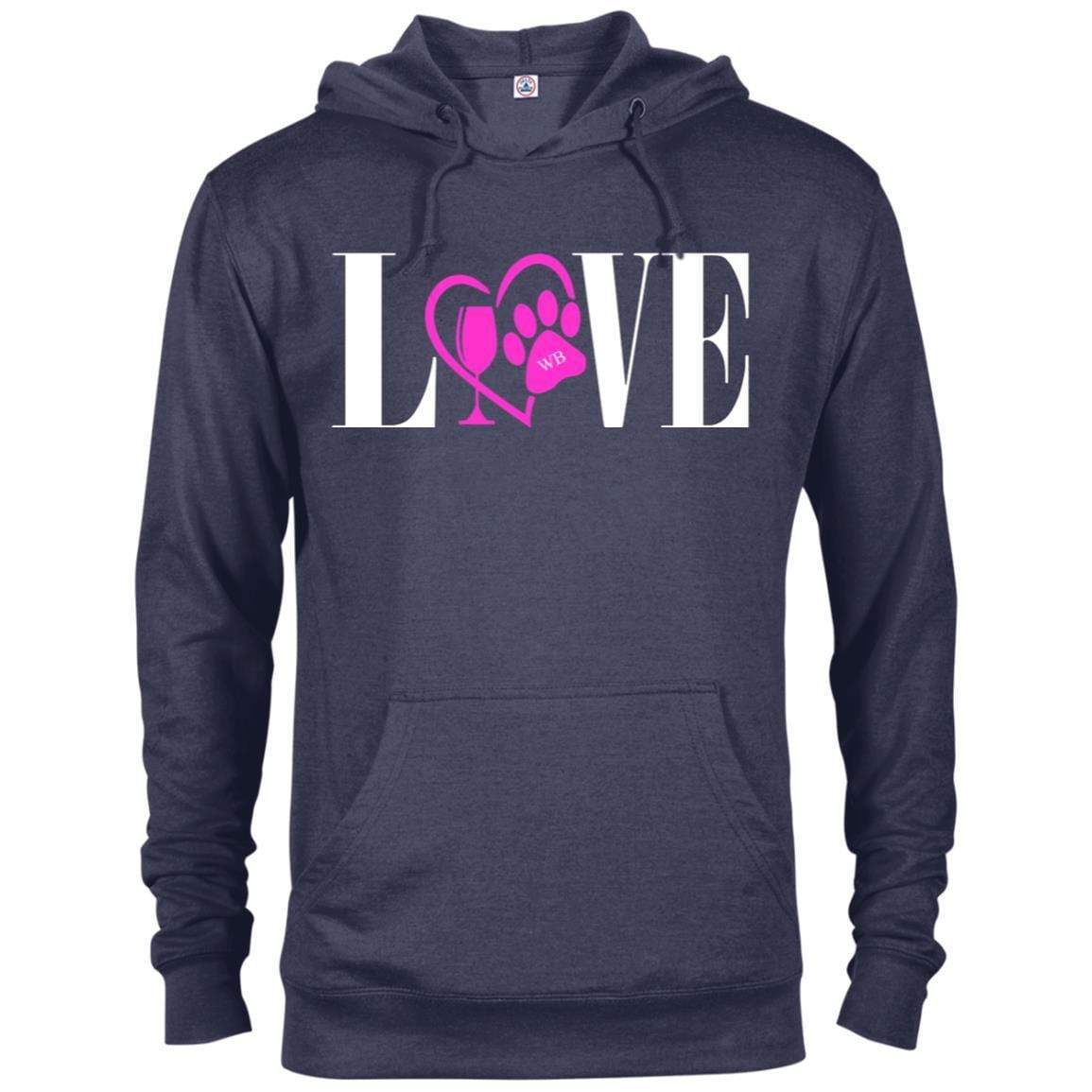 Sweatshirts Denim Heather / X-Small WineyBitches.co "Love Paw" Collection -Wht Lettering Delta French Terry Hoodie WineyBitchesCo