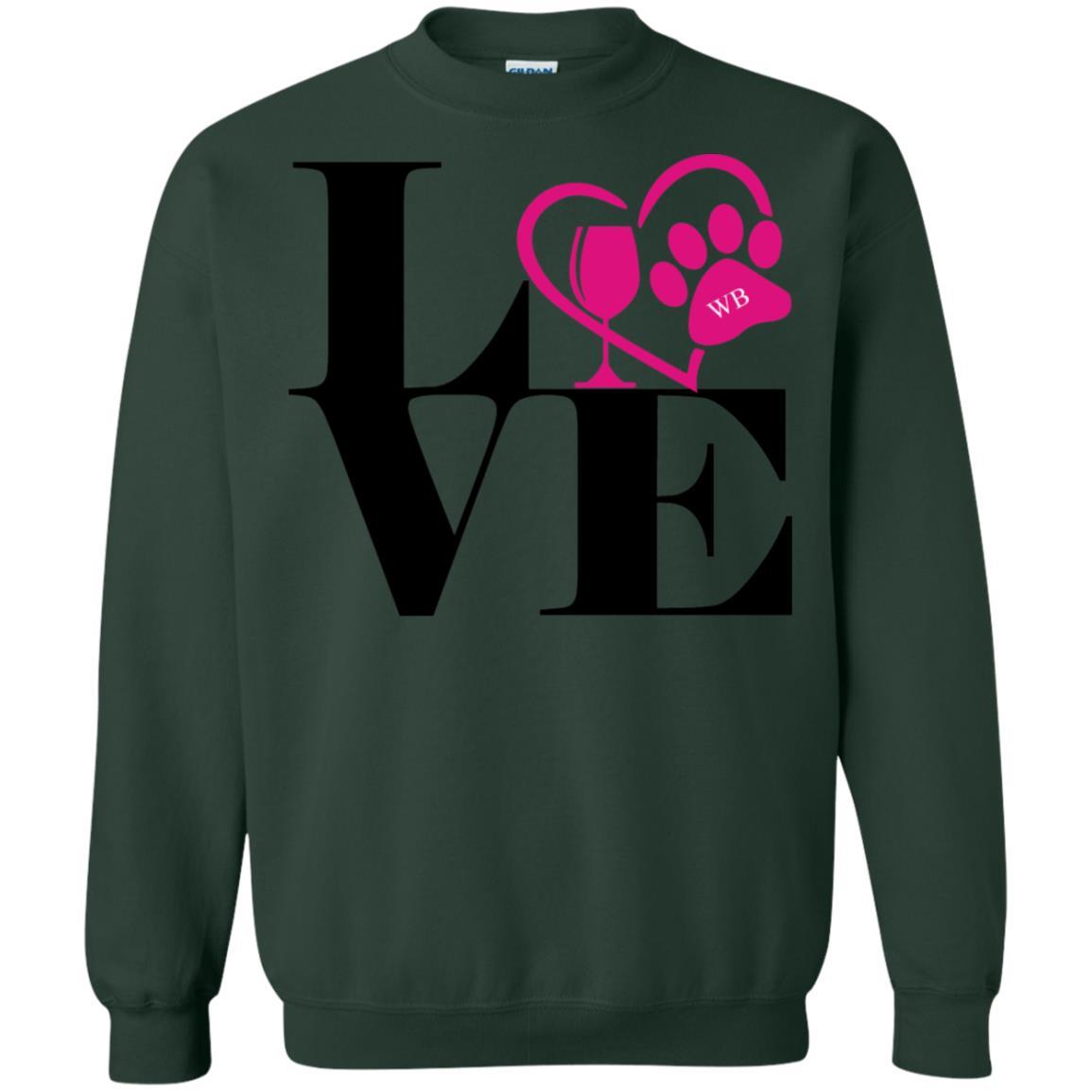 Sweatshirts Forest Green / S WineyBitches.Co "Love Paw 2" Crewneck Pullover Sweatshirt 8 oz. WineyBitchesCo