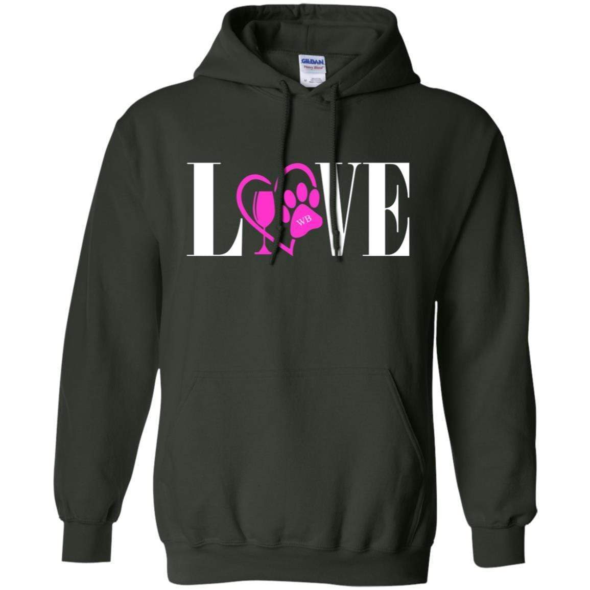 Sweatshirts Forest Green / S WineyBitches.co "Love Paw" Collection -Wht Lettering Pullover Hoodie 8 oz. WineyBitchesCo