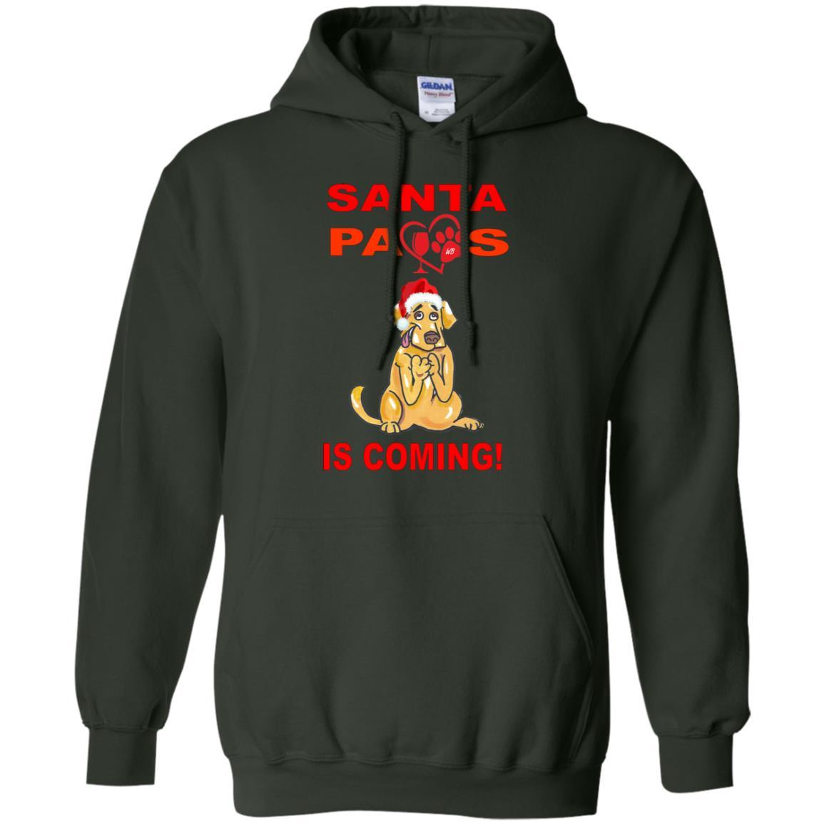 Sweatshirts Forest Green / S WineyBitches.co "Santa Paws Is Coming " Pullover Hoodie 8 oz. WineyBitchesCo