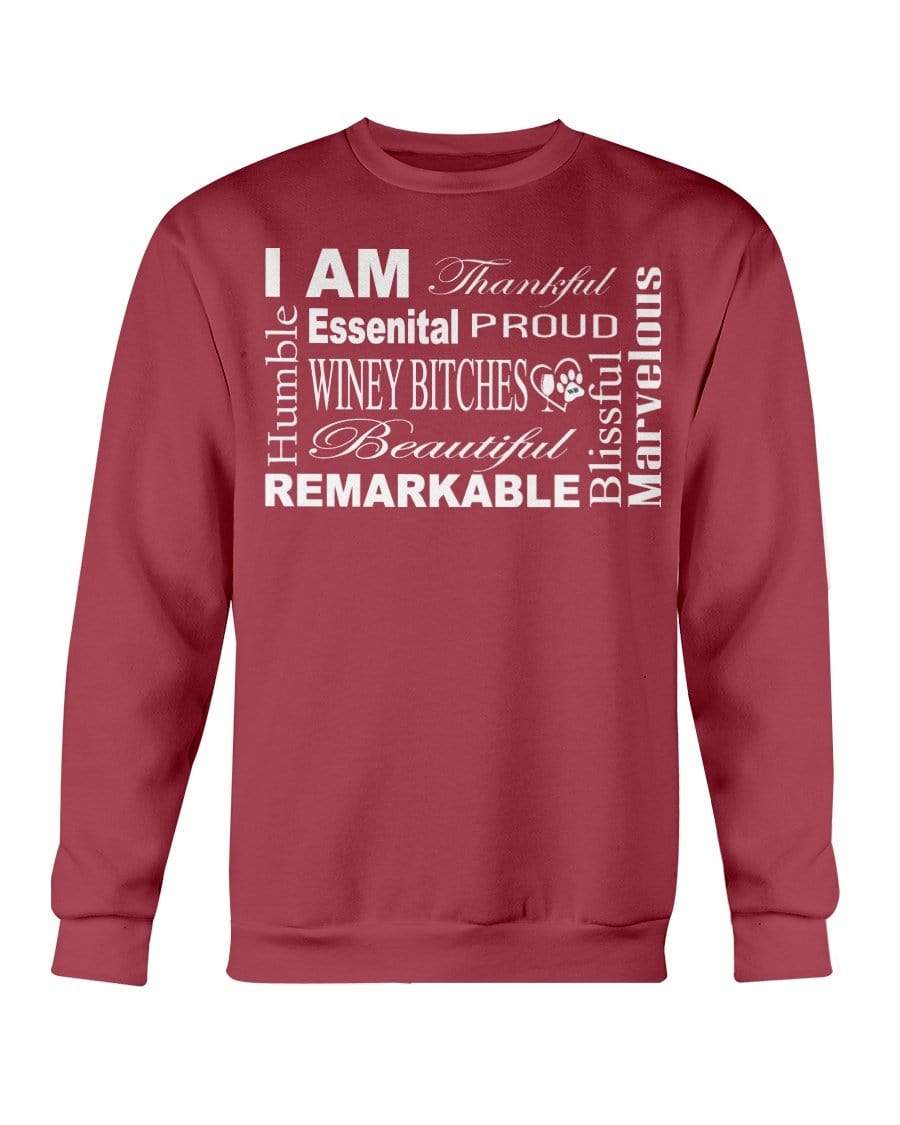Sweatshirts Garnet / S Winey Bitches Co "I Am Essential" White Letters-Sweatshirt - Crew WineyBitchesCo